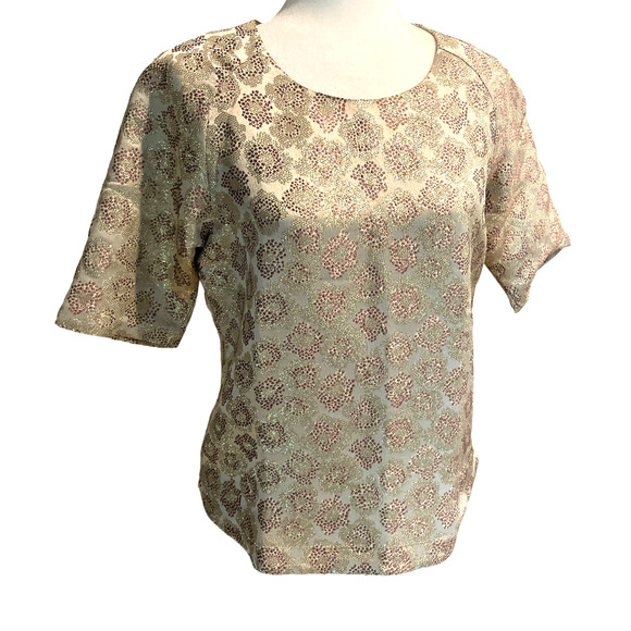 J. Crew Silk Blend Gold Metallic Shimmering Top NWT Size 4 - Picture 3 of 11